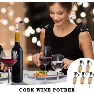 DOERDO 5pcs Stainless Steel Wine Pourers Wine Liquor Bottle Cork Stopper for Wine Olive Oil Coffee Syrup Vinegar Bottles