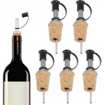 DOERDO 5pcs Stainless Steel Wine Pourers Wine Liquor Bottle Cork Stopper for Wine Olive Oil Coffee Syrup Vinegar Bottles