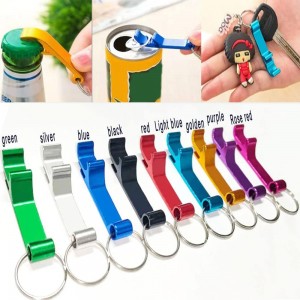 200Pcs Colored Aluminum Bottle Opener Keychain, Soda Beverage Beer Bottle Opener Keychain, for Kitchen/Wedding/Bar/Party