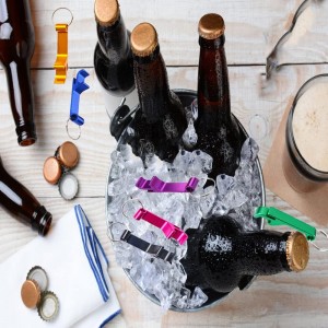 200Pcs Colored Aluminum Bottle Opener Keychain, Soda Beverage Beer Bottle Opener Keychain, for Kitchen/Wedding/Bar/Party