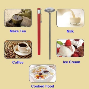 Kitchen Food-Cooking Meat Coffee Thermometer – Pocket Espresso Thermometer for Milk Foam Frothing Chocolate Water Temperature Stainless Steel 1