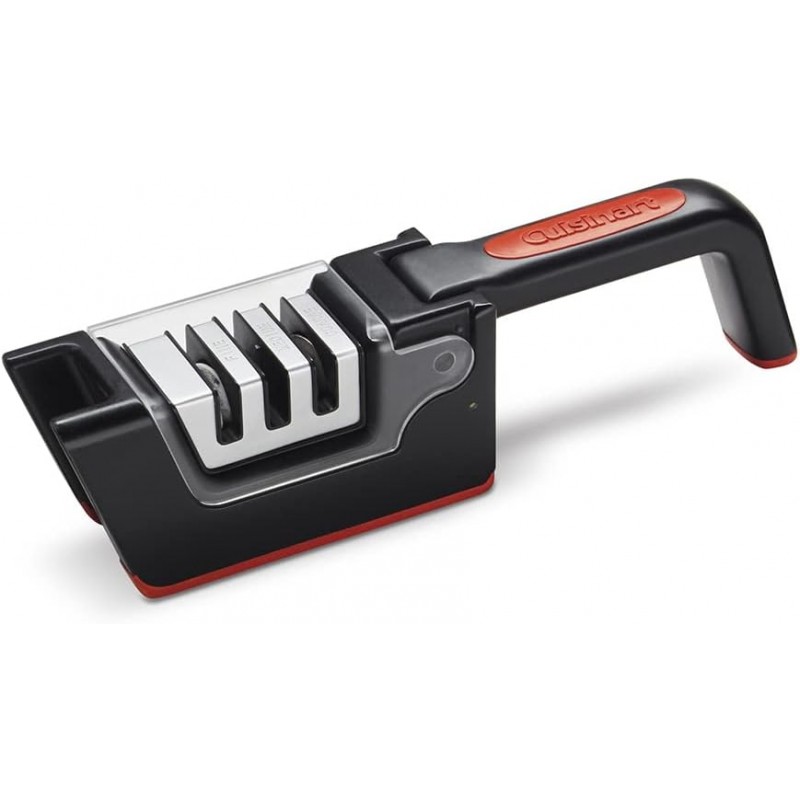 Cuisinart C77SHP-3SRS 3-Slot Foldable Knife Sharpener, Black/Red
