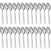 BEWOS 24 Pieces Teaspoons, 6.2 Inches Stainless Steel Teaspoons Silverware, Spoon Silverware, Coffee Spoons, Small Spoon, Mirror Polished, Dishwasher Safe, Silver Spoons For Home, Restaurant