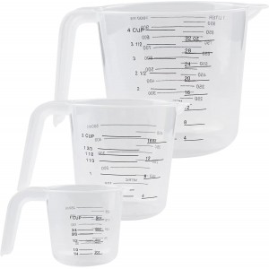 Plastic Measuring Cup,3 Pack 4/2/1 Cup C...