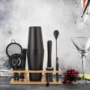11Pcs-Cocktail Shaker Set Stainless Steel Bartending Kit 25oz Boston Shaker Bar Set Cocktail Mix Drink Making Kit Professional Bar and Home Drink Bar Tools for Bartender(Matte Black)
