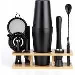 11Pcs-Cocktail Shaker Set Stainless Steel Bartending Kit 25oz Boston Shaker Bar Set Cocktail Mix Drink Making Kit Professional Bar and Home Drink Bar Tools for Bartender(Matte Black)