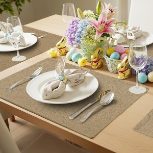 homing Cotton Linen Placemats Set of 6, Cloth Washable Farmhouse Dining Table Mats for Indoor, Outdoor, Easter, Easy to Clean, Linen, 13 x 19 Inch