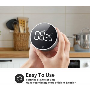 VOCOO Digital Kitchen Timer - Magnetic Countdown Countup Timer with Large LED Display Volume Adjustable, Easy for Cooking and for Seniors and Kids to Use (Space Grey)