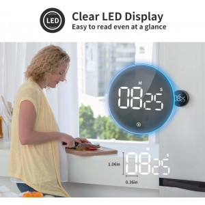 VOCOO Digital Kitchen Timer - Magnetic Countdown Countup Timer with Large LED Display Volume Adjustable, Easy for Cooking and for Seniors and Kids to Use (Space Grey)