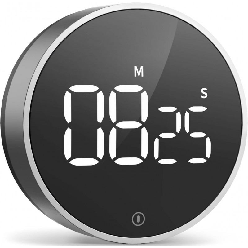 VOCOO Digital Kitchen Timer - Magnetic Countdown Countup Timer with Large LED Display Volume Adjustable, Easy for Cooking and for Seniors and Kids to Use (Space Grey)