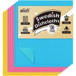 HOMEXCEL Swedish Dishcloths for Kitchen 10 Pack, Sponge Dish Cloth for Counters & Washing Dishes, Reusable and Absorbent Paper Towels, 3 Colors Assorted