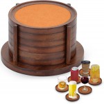 MinBoo Bamboo Coasters for Coffee Table Set of 6 Coasters for Drinks Absorbent with Holder Coffee Table Decor for Tabletop Protection Gifts for House Warming New Home & Wedding (Dark Brown 6Pcs)