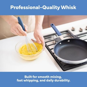 Misen Stainless Steel Balloon Whisk - Dishwasher Safe - Ergonomic Silicone Grip, Versatile Cooking Whisk for Eggs, Durable Construction - Professional-Grade Kitchen Tool - Blue