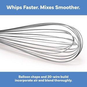 Misen Stainless Steel Balloon Whisk - Dishwasher Safe - Ergonomic Silicone Grip, Versatile Cooking Whisk for Eggs, Durable Construction - Professional-Grade Kitchen Tool - Blue