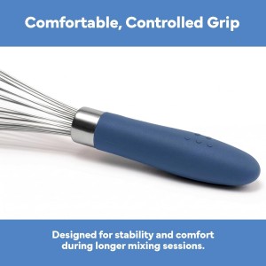 Misen Stainless Steel Balloon Whisk - Dishwasher Safe - Ergonomic Silicone Grip, Versatile Cooking Whisk for Eggs, Durable Construction - Professional-Grade Kitchen Tool - Blue
