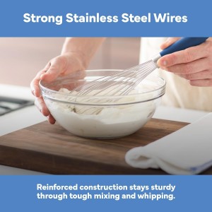 Misen Stainless Steel Balloon Whisk - Dishwasher Safe - Ergonomic Silicone Grip, Versatile Cooking Whisk for Eggs, Durable Construction - Professional-Grade Kitchen Tool - Blue