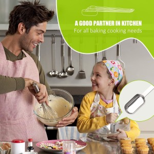 Long Handle Measuring Spoons Set of 6, Stainless Steel Measure Teaspoons, Metal Rectangular Bowl Tablespoon