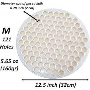 Pratic Circle (Small Holes) Ravioli Mold for Small Ravioli (121 small dough rounds) - 12.5
