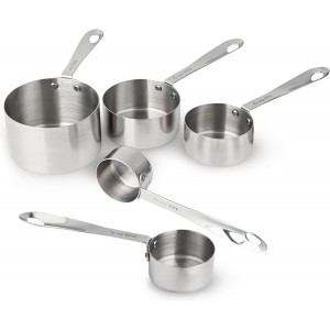 Measuring Cups Set of 5, Stainless Steel Measuring Cups Set, Kitchen Measuring Cup Set, Metal Measuring Spoons for Baking, Dry Measuring Cups, Heavy Duty Measurement Cups with 1/8 Measure Cup