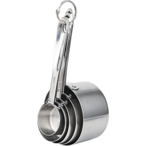 Measuring Cups Set of 5, Stainless Steel Measuring Cups Set, Kitchen Measuring Cup Set, Metal Measuring Spoons for Baking, Dry Measuring Cups, Heavy Duty Measurement Cups with 1/8 Measure Cup