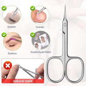 CGBE Cuticle Scissors Extra Fine Curved Blade, Super Slim Manicure Scissors for Cuticles Professional Small Scissors with Precise Pointed Tip Grooming Blades, Eyebrow, Eyelash, and Dry Skin - Silvery
