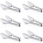 6 Pack Buffet Tongs,Stainless Steel Serving Tongs Serving Utensils 7Inch
