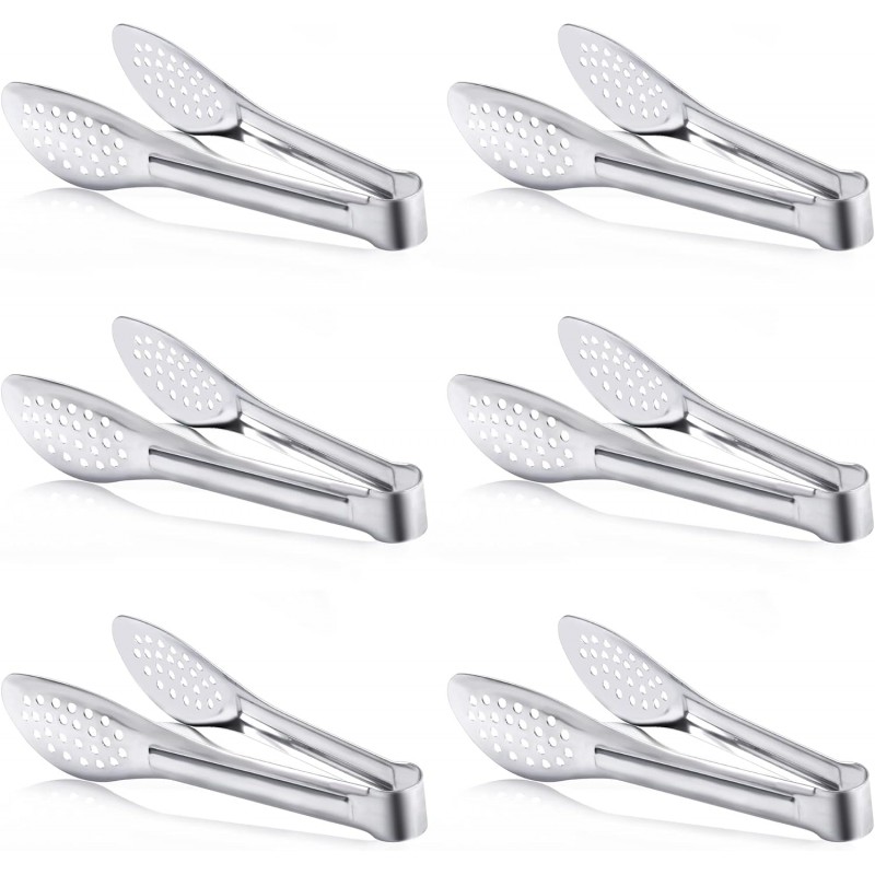 6 Pack Buffet Tongs,Stainless Steel Serving Tongs Serving Utensils 7Inch