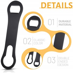 Remerry 4 Pcs Bottle Opener and Pour Spout Remover Flat Bar Key Stainless Steel Bar Speed Opener for Wine Bottle Double Ended Beer Bartenders Kitchen (Black)