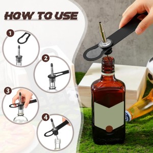 Remerry 4 Pcs Bottle Opener and Pour Spout Remover Flat Bar Key Stainless Steel Bar Speed Opener for Wine Bottle Double Ended Beer Bartenders Kitchen (Black)