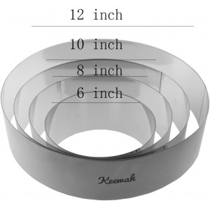 Keewah Round Mousse Cake Ring Set, 6/8/10/12 inch, 4 Piece, Stainless Steel