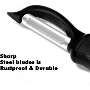 Rainspire Vegetable Peeler Potato Peelers for Kitchen, Sharp Stainless Steel Blades Veggie, Comfortable Handle Fruit Peeler, Carrot Peeler Apple Peeler Dishwasher Safe Black, 1-Pack