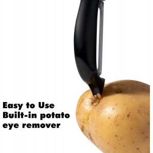 Rainspire Vegetable Peeler Potato Peelers for Kitchen, Sharp Stainless Steel Blades Veggie, Comfortable Handle Fruit Peeler, Carrot Peeler Apple Peeler Dishwasher Safe Black, 1-Pack