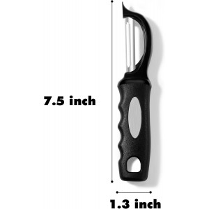 Rainspire Vegetable Peeler Potato Peelers for Kitchen, Sharp Stainless Steel Blades Veggie, Comfortable Handle Fruit Peeler, Carrot Peeler Apple Peeler Dishwasher Safe Black, 1-Pack