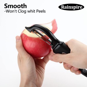 Rainspire Vegetable Peeler Potato Peelers for Kitchen, Sharp Stainless Steel Blades Veggie, Comfortable Handle Fruit Peeler, Carrot Peeler Apple Peeler Dishwasher Safe Black, 1-Pack