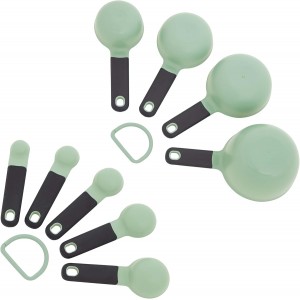 KitchenAid Universal Easy To Read Measuring Cup and Spoon Set with Soft Grip Handle for Maximum Control, Hang Hole and Nesting For Easy Storage, Dishwasher Safe, 9 Piece, Pistachio
