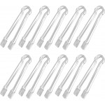 10 Pcs Plastic Buffet Serving Tongs, Clear Kitchen Tongs Mini Serving Utensil Tongs for Food Ice Salad Buffet Barbecue Cookies, 6.3 Inches