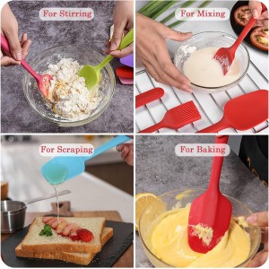 Silicone Spatula Set, Rubber Spoon Spatula for Baking, Heat Resistant Cooking Utensil, Flexible Silicone Spoon Baking Mixing Tool Cooking Gadget (4-Piece)