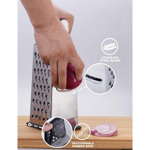 Kaishun Cheese Grater, Box Grater for Cheese Stainless steel Vegetable Slicer Food Shredder 4-sided Convenience for kitchen