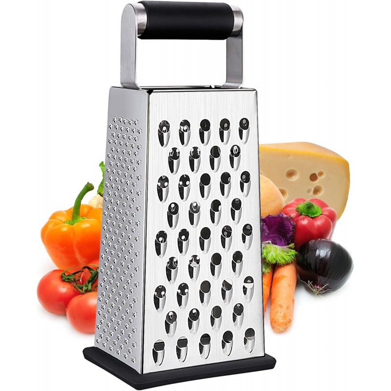 Kaishun Cheese Grater, Box Grater for Cheese Stainless steel Vegetable Slicer Food Shredder 4-sided Convenience for kitchen