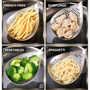 KAYCROWN Skimmer Slotted Spoon, 304 Stainless Steel Skimmer Ladle Spoon Spider Strainer for Cooking and Frying, Pasta Strainer Spoon Frying Kitchen Cooking Colander