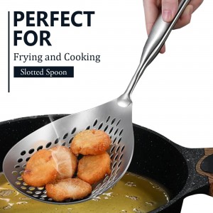 KAYCROWN Skimmer Slotted Spoon, 304 Stainless Steel Skimmer Ladle Spoon Spider Strainer for Cooking and Frying, Pasta Strainer Spoon Frying Kitchen Cooking Colander