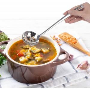 304 Stainless Steel Flatware Serving Utensils, Skimmer Slotted Spoon and Soup Ladle,Serving Utensil Set,[Rustproof, Heat Resistance,]Dishwasher Safe (Skimmer Slotted Spoon and Soup Ladle)