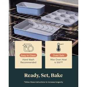 Caraway Nonstick Ceramic Bakeware Set (11 Pieces) - Baking Sheets, Assorted Baking Pans, Cooling Rack, & Storage - Aluminized Steel Body - Non Toxic, PTFE & PFOA Free - Cream