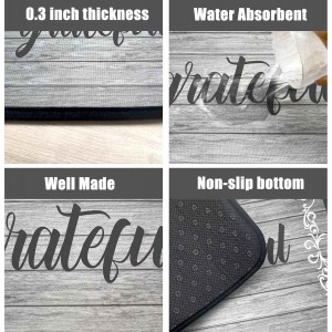 2Pcs Thankful Kitchen Rugs Set of 2 Grey Floor Mats for Cooking Non Slip Waterproof Standing Kitchen Runner Mats 17”x30”+17”x47”