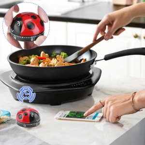 Ladybug Kitchen Timers, Cute Cooking Timer Baking Clock 60 Minute Mechanical Manual Clockwork Alarm No Battery Required for Classroom Bathroom Reading Sports Baking Gifts Game Exercise Office