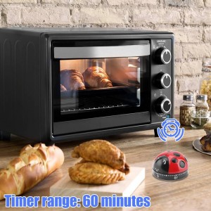 Ladybug Kitchen Timers, Cute Cooking Timer Baking Clock 60 Minute Mechanical Manual Clockwork Alarm No Battery Required for Classroom Bathroom Reading Sports Baking Gifts Game Exercise Office