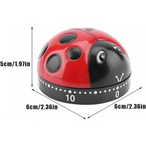 Ladybug Kitchen Timers, Cute Cooking Timer Baking Clock 60 Minute Mechanical Manual Clockwork Alarm No Battery Required for Classroom Bathroom Reading Sports Baking Gifts Game Exercise Office