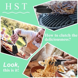 HST Tongs for Cooking with Silicone Tips(3 Pack), Non Stick Kitchen Tongs with Silicone Tip for Cooking BBQ Baking (9