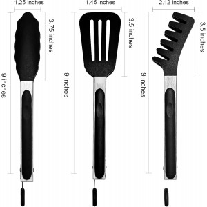 HST Tongs for Cooking with Silicone Tips(3 Pack), Non Stick Kitchen Tongs with Silicone Tip for Cooking BBQ Baking (9