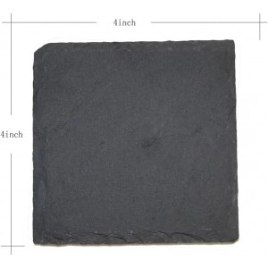 MONKEY SUN 24 Pack 4 x 4 Inch Gorgeous Black Slate Stone Coasters Bulk Square Coaster for Laser Engraving,Painting,Drink Bar Kitchen Home,DIY Handmade Natural Rough Edge,Set of 24